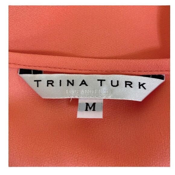 Trina Turk Hula Flutter Sleeve Popover Blouse Medium Coral - Picture 7 of 7